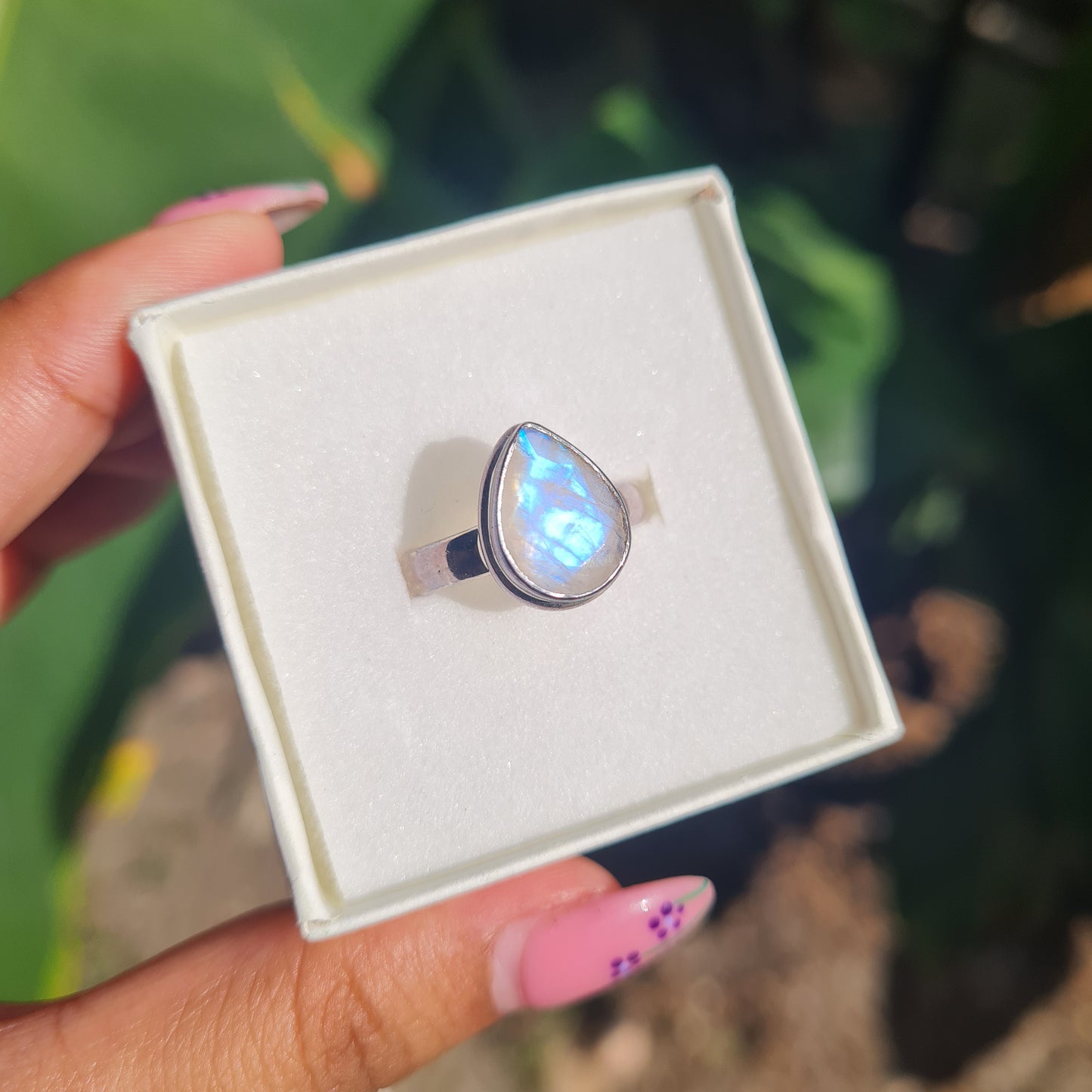 Rainbow Moonstone Ring - Size 8