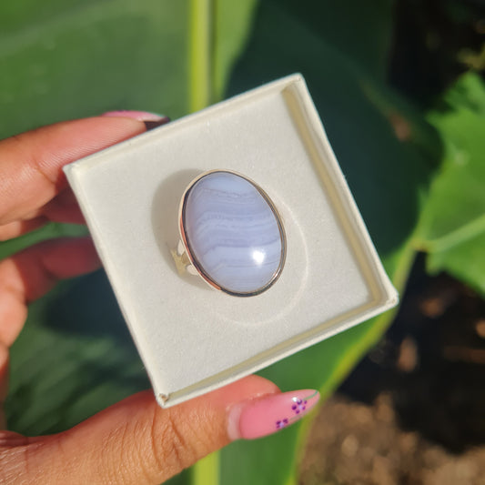 Blue Lace Agate Ring - Size 10