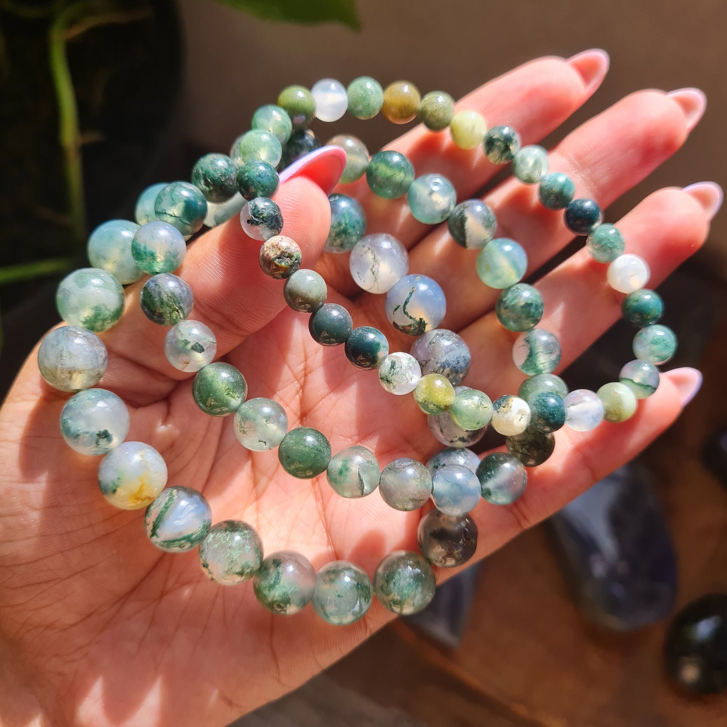 Moss Agate Gemstone Bracelet