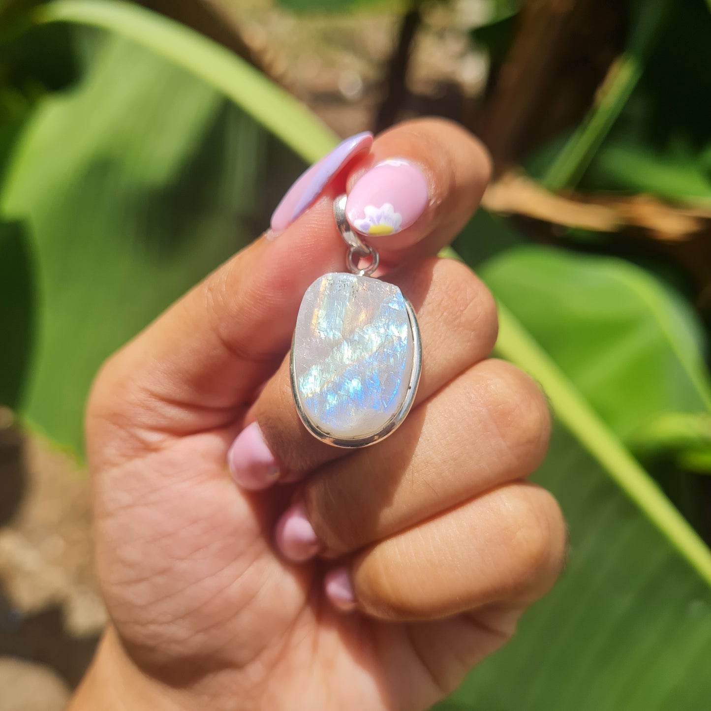 Raw Rainbow Moonstone Pendant