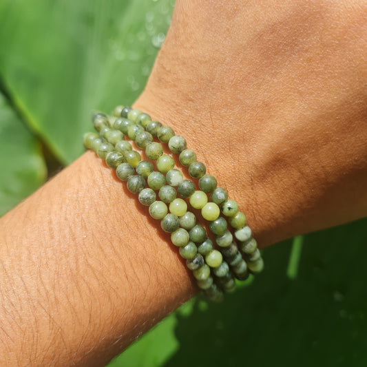 3-4mm Green Jade Gemstone Bracelet