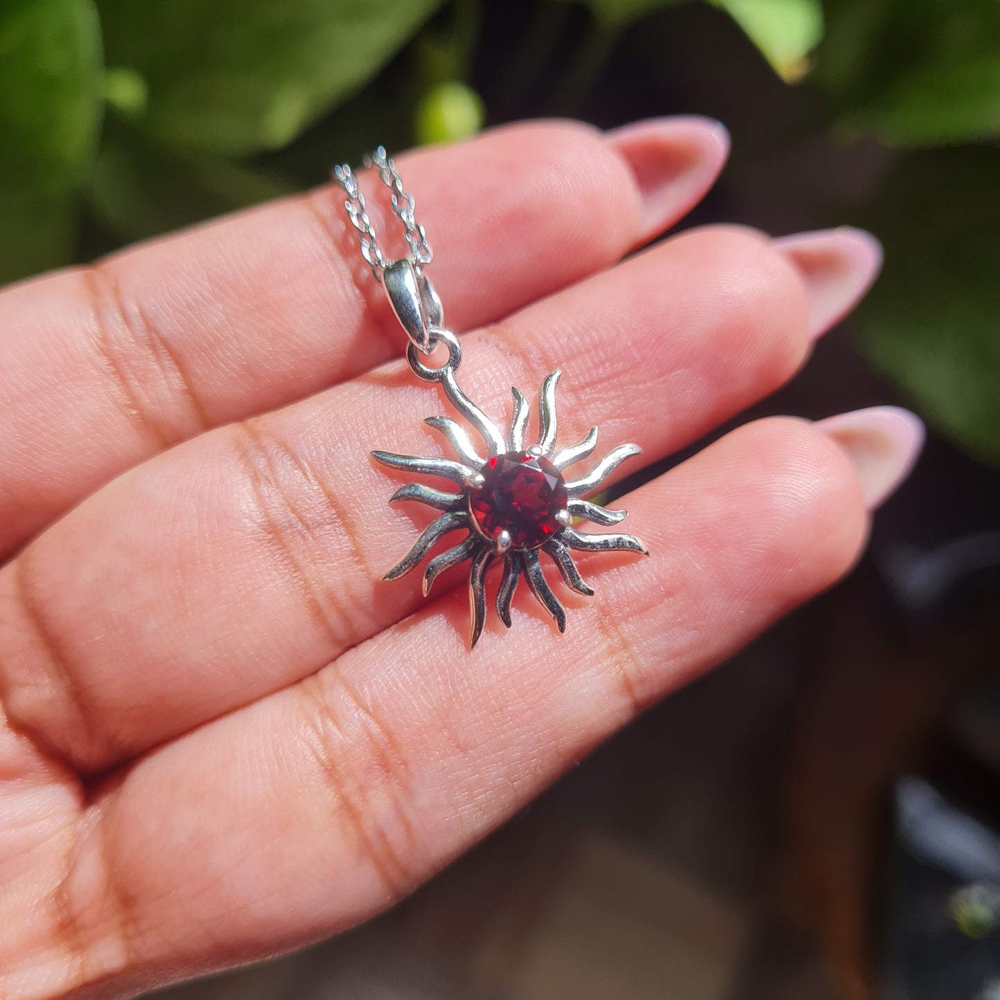 Garnet Sun Necklace