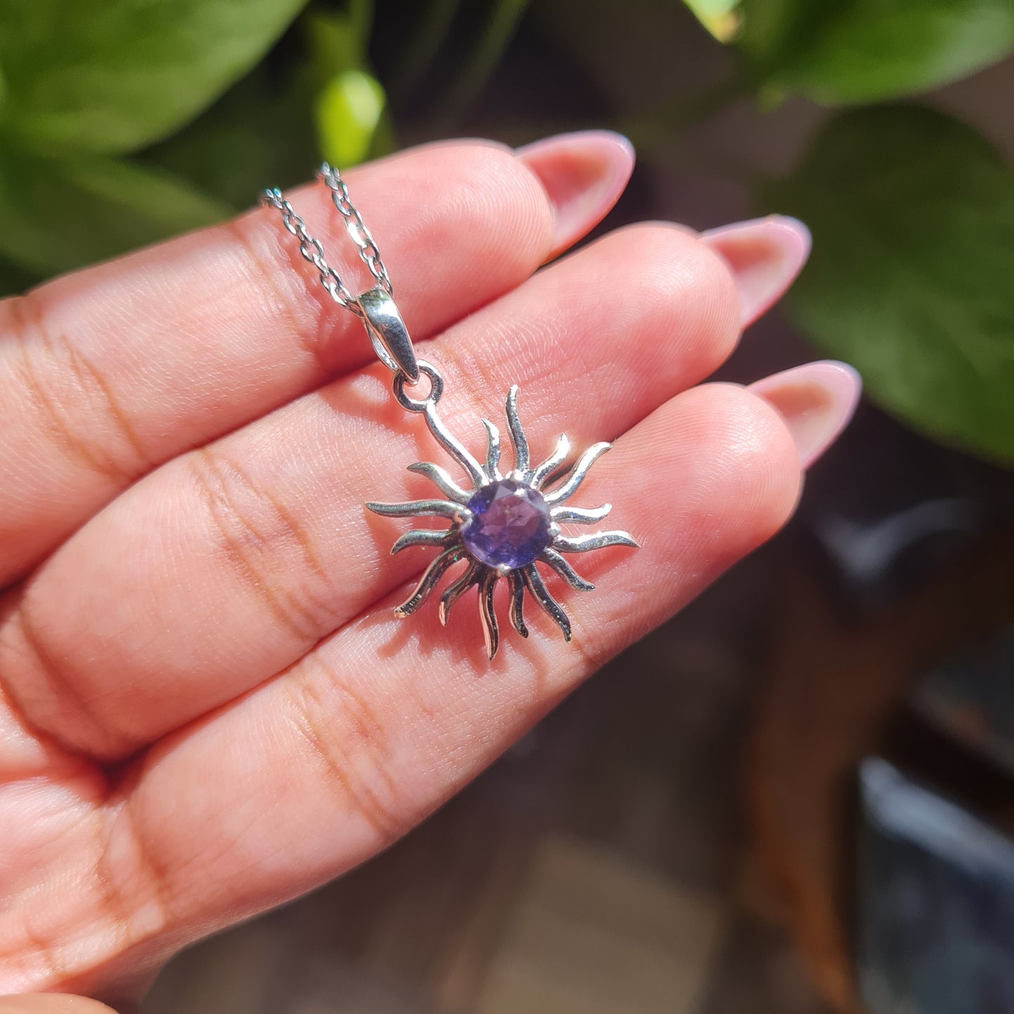 Iolite (Water Sapphire) Sun Necklace