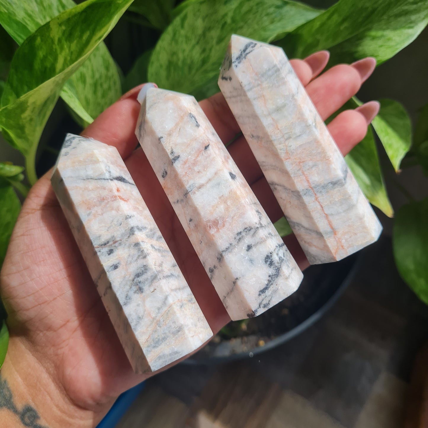 Pink Zebra Jasper Gemstone Tower