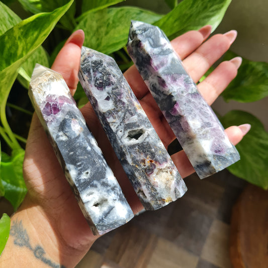 Petrified Purple Fluorite Gemstone Tower