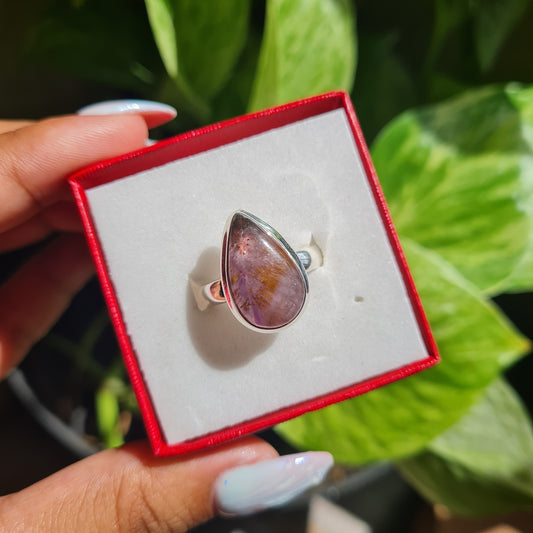 Cacoxenite in Amethyst Ring - Size 9