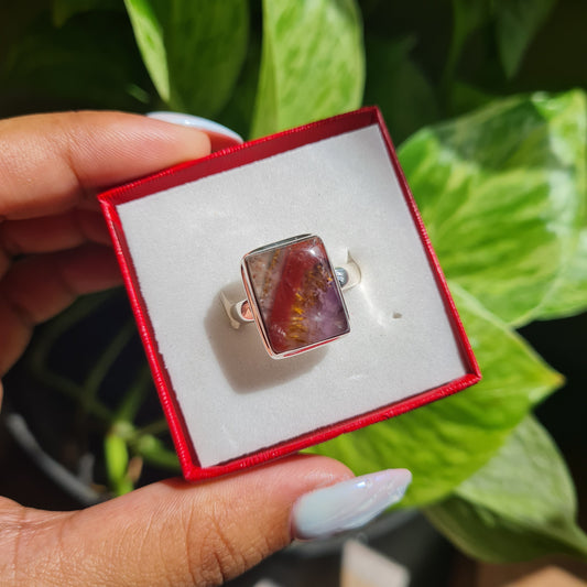 Cacoxenite in Amethyst Ring - Size 10