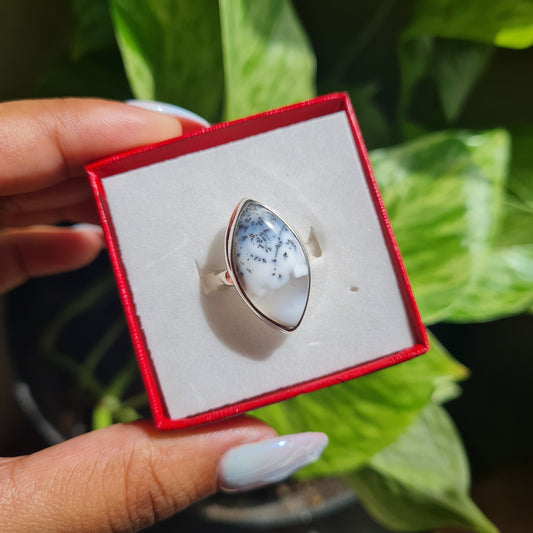 Dendritic Opal Gemstone Ring - Size 8