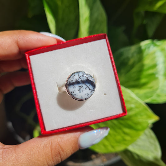 Dendritic Opal Gemstone Ring - Size 8