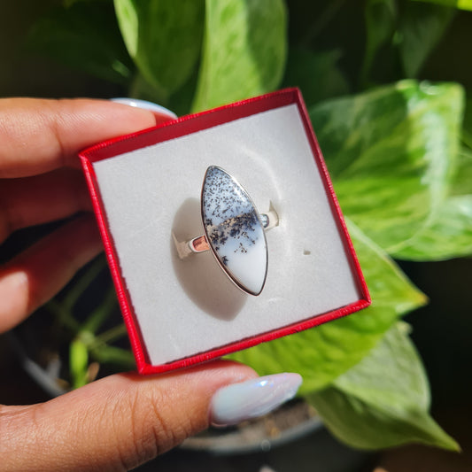 Dendritic Opal Gemstone Ring - Size 8