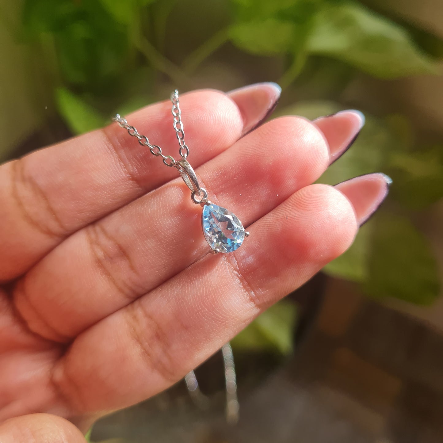 Dainty Blue Topaz Pendant