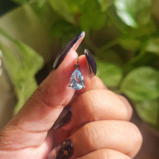 Dainty Blue Topaz Pendant