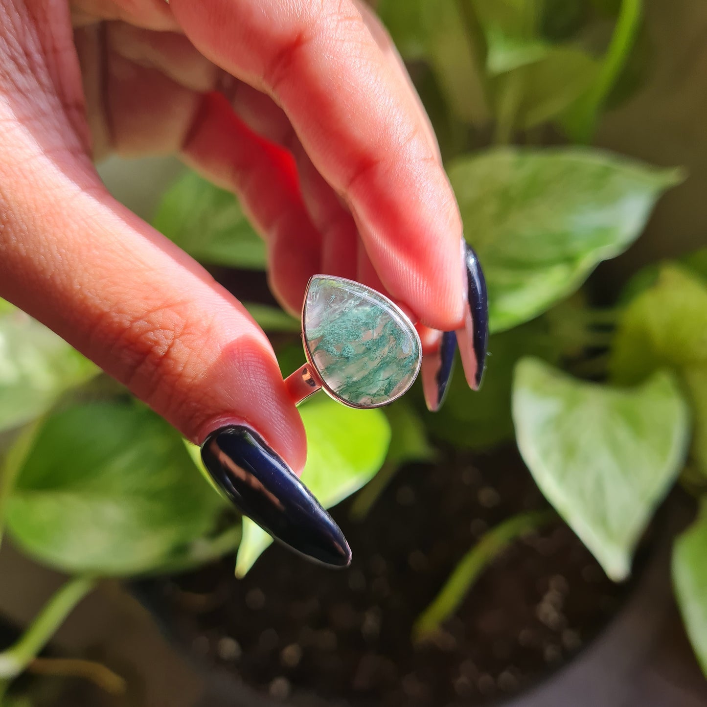 Moss Agate Ring - Size 7