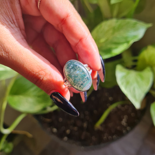 Moss Agate Ring - Size 8