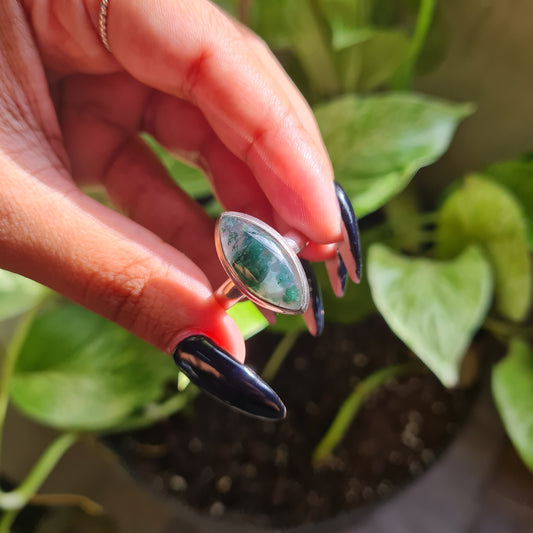 Moss Agate Ring - Size 8