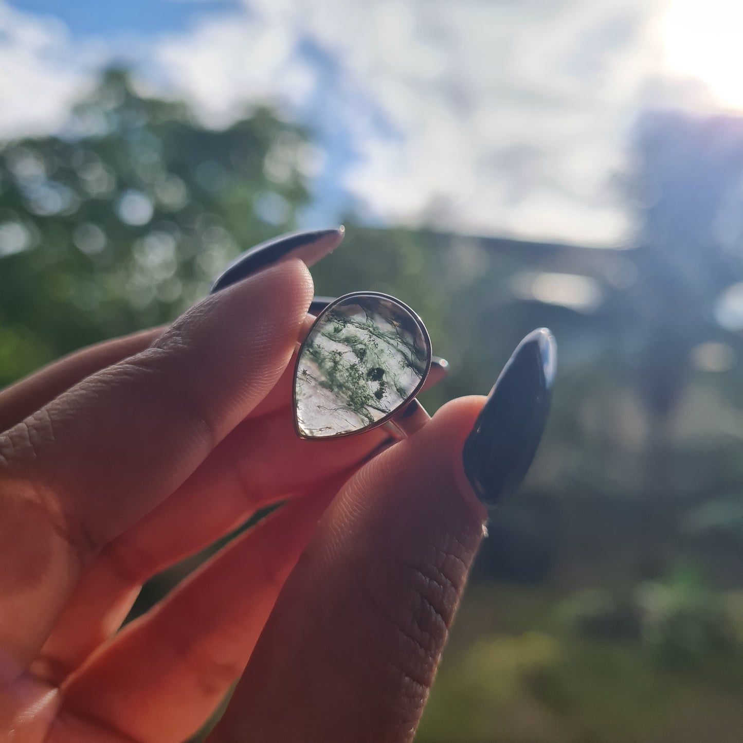 Moss Agate Ring - Size 7