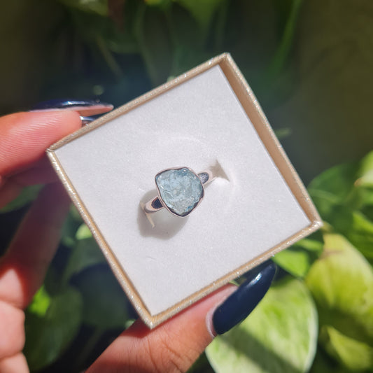 Raw Aquamarine Ring - Size 6.5