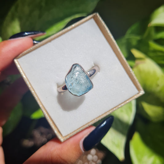 Raw Aquamarine Ring - Size 11