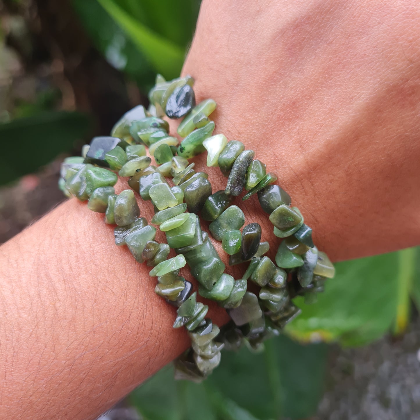 Nephrite Jade Gemstone Chip Bracelet