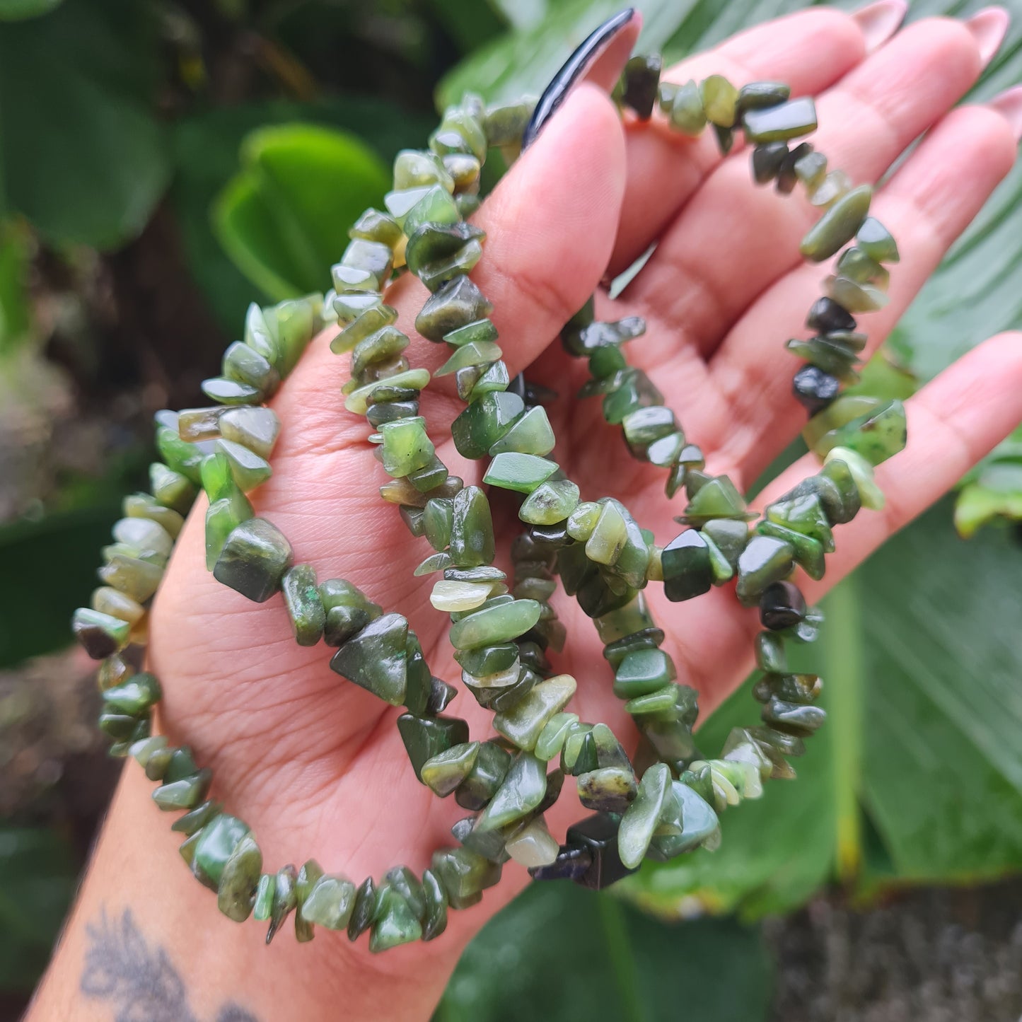 Nephrite Jade Gemstone Chip Bracelet