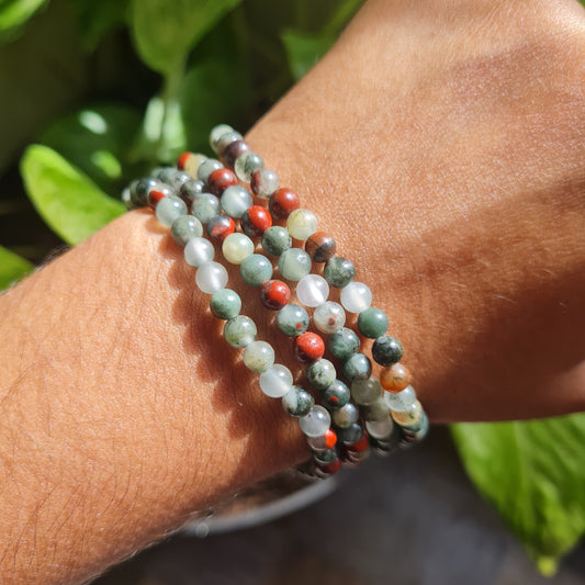 3-4mm African Bloodstone Gemstone Bracelet