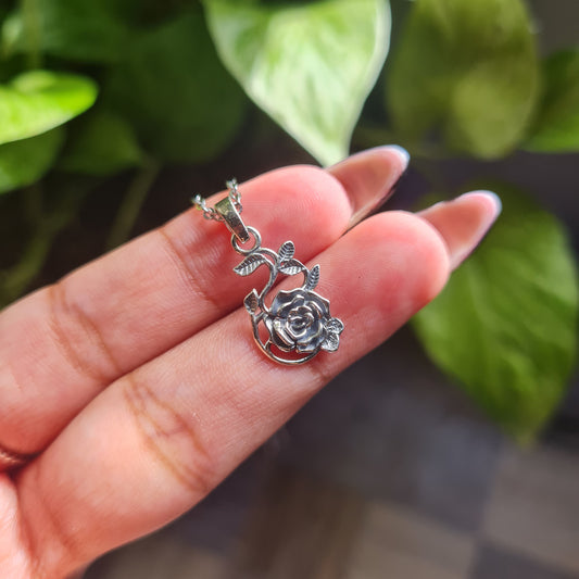 Sterling Silver Rose Pendant