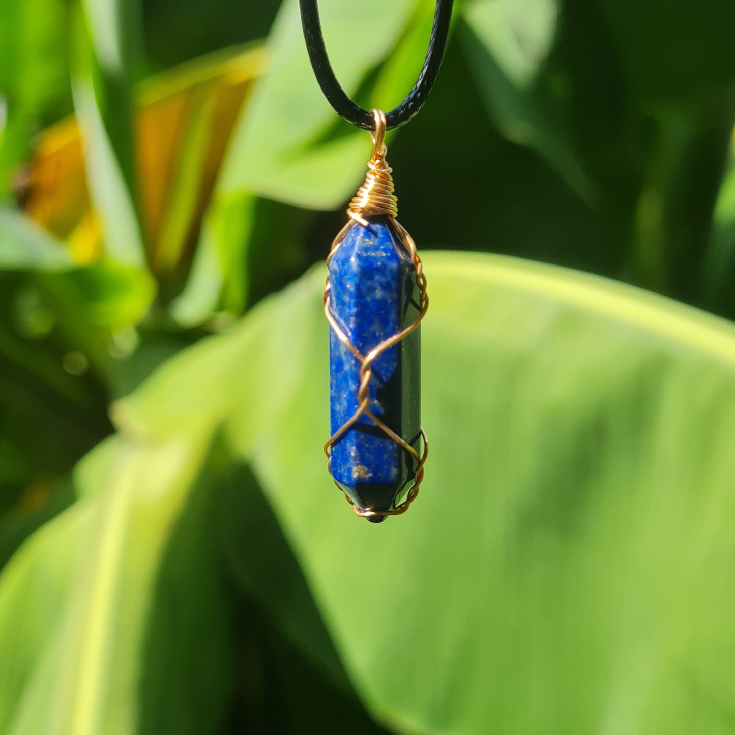 Wire Wrapped Lapis Lazuli Bullet Necklace