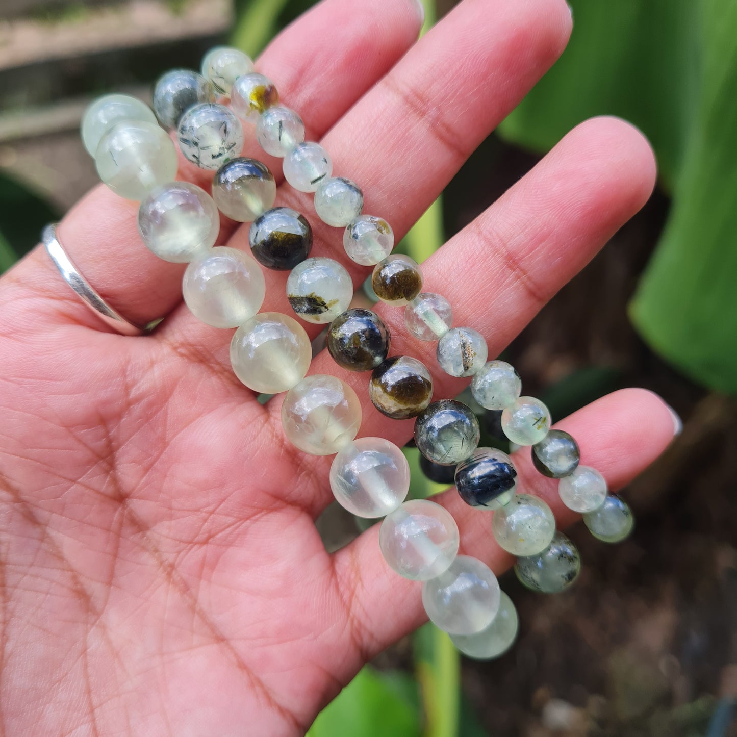 Prehnite with Epidote Gemstone Bracelet