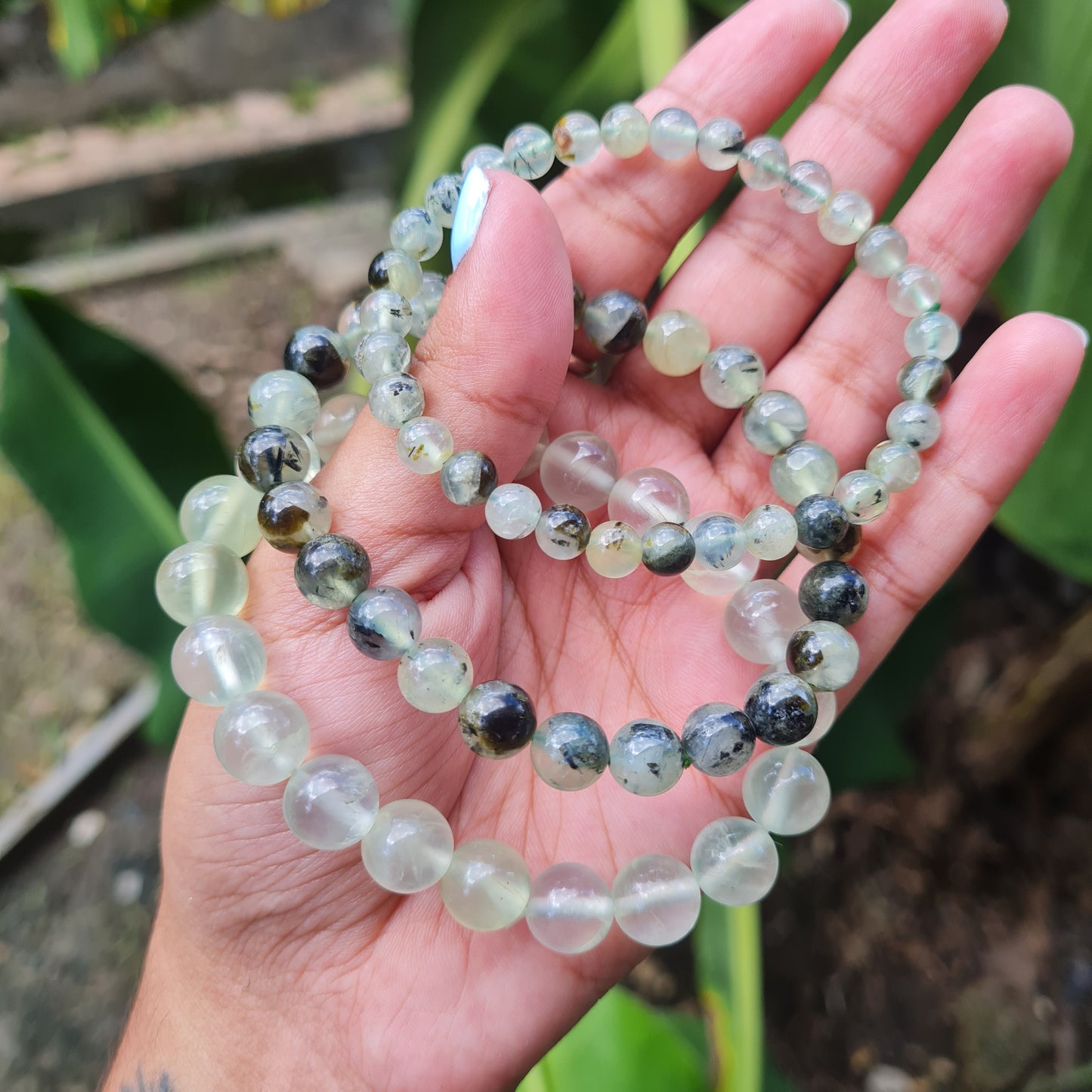 Prehnite with Epidote Gemstone Bracelet