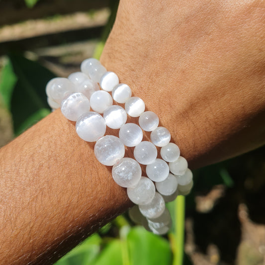 Satin Spar Selenite Gemstone Bracelet