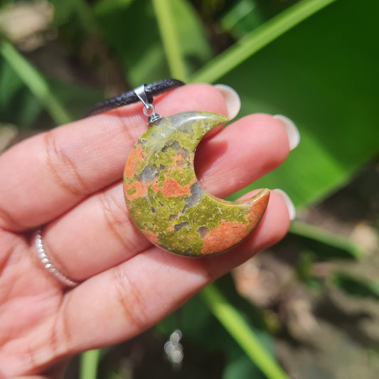 Unakite Moon Necklace