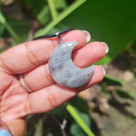 Labradorite Moon Pendant