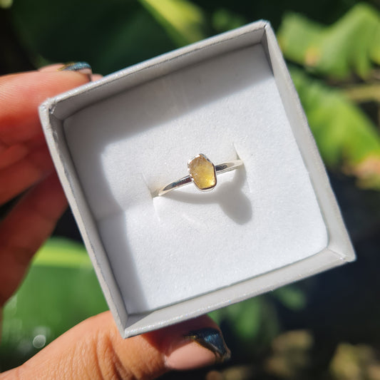 Raw Libyan Desert Glass Ring - Size 6