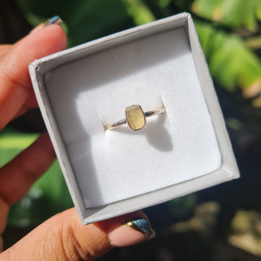 Raw Libyan Desert Glass Ring - Size 6