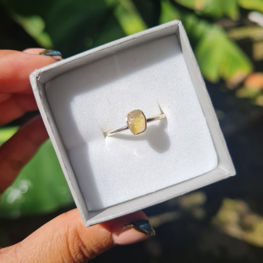 Raw Libyan Desert Glass Ring - Size 7