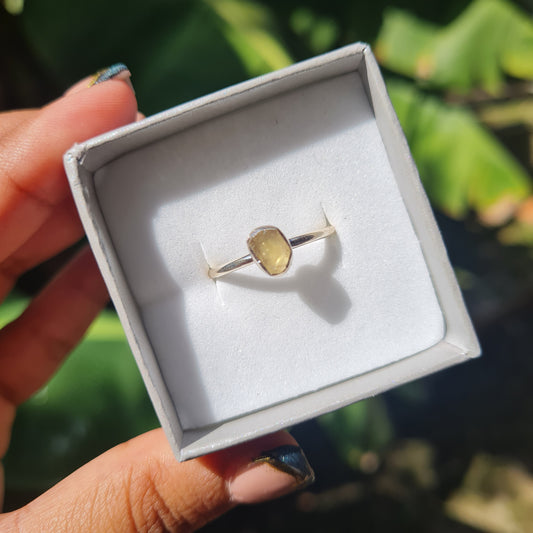 Raw Libyan Desert Glass Ring - Size 8