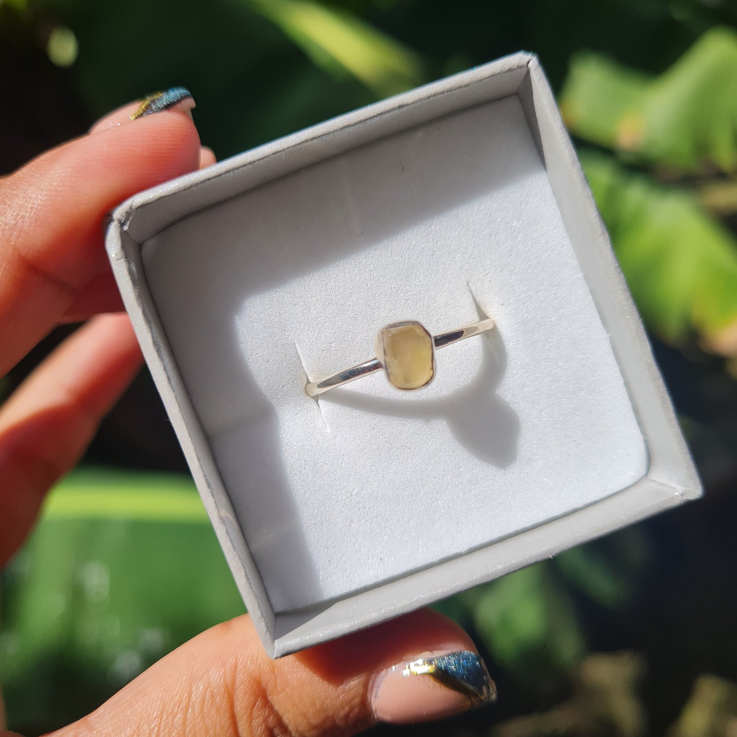 Raw Libyan Desert Glass Ring - Size 9