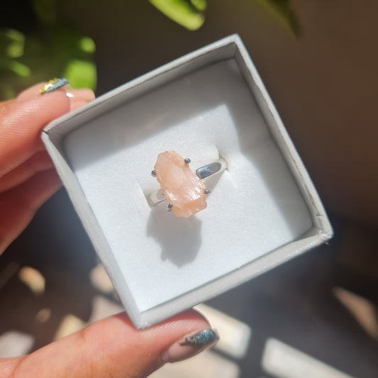 Raw Pink Opal Ring - Size 7