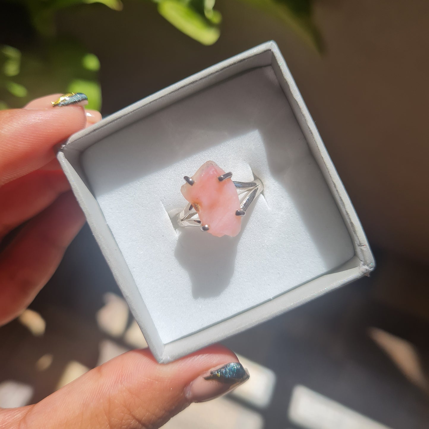 Raw Pink Opal Ring - Size 7