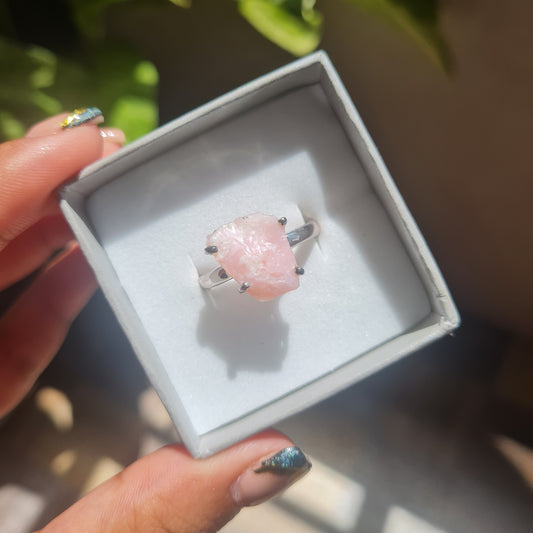 Raw Pink Opal Ring - Size 10