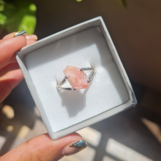 Raw Pink Opal Ring - Size 11