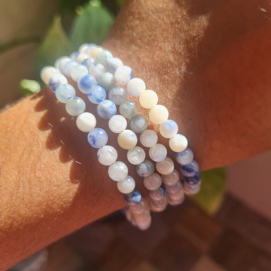 Dumortierite in Quartz Gemstone Bracelet