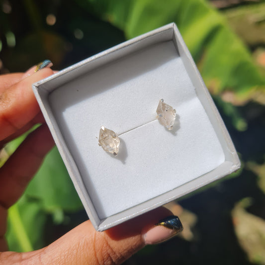 Raw Herkimer Diamond Stud Earrings