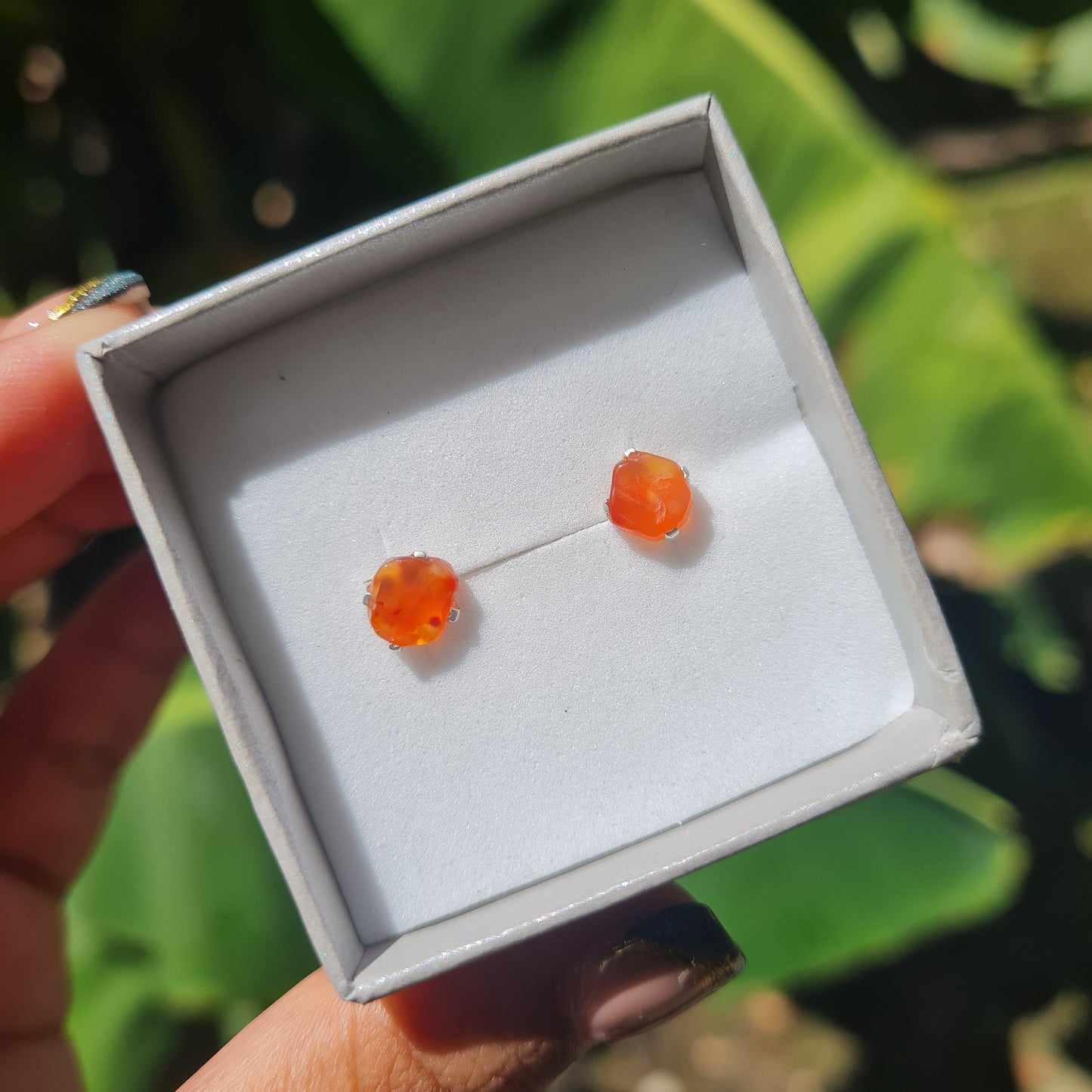 Raw Carnelian Stud Earrings