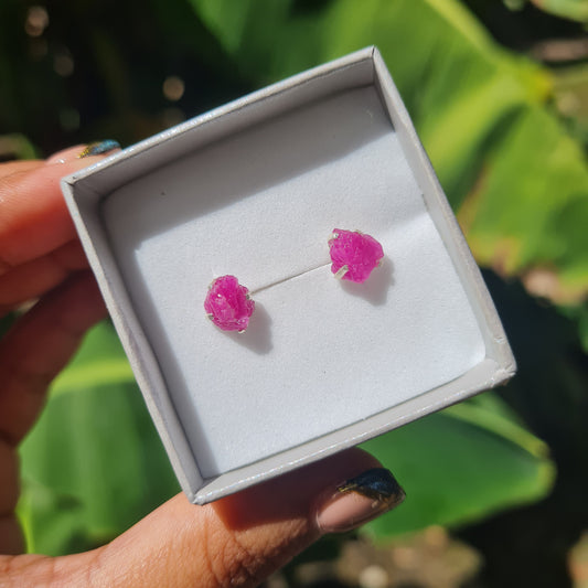 Raw Ruby Stud Earrings