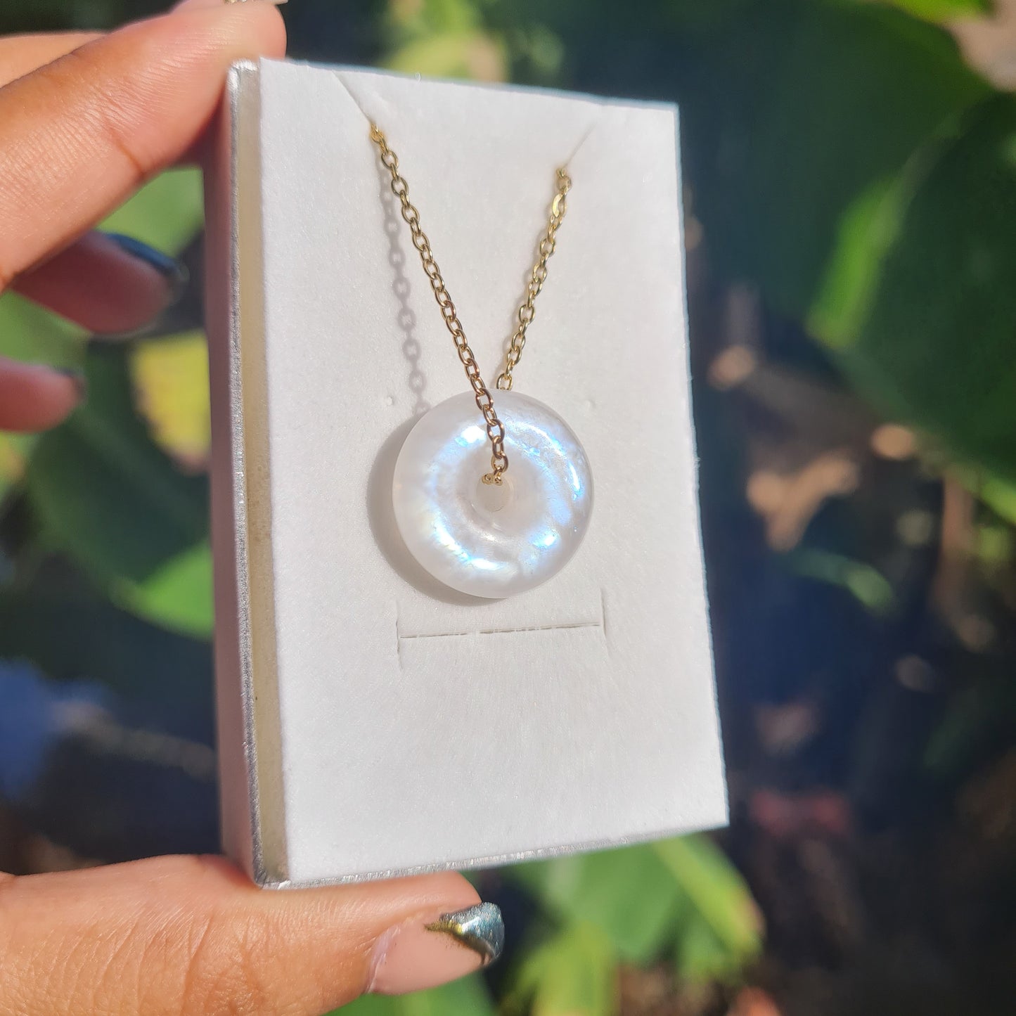 High Quality Moonstone Donut Necklace