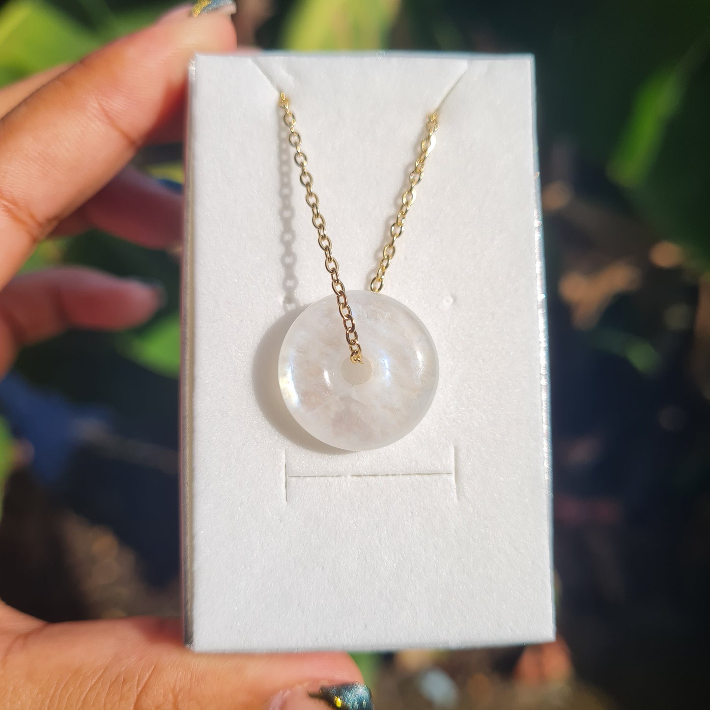 High Quality Moonstone Donut Necklace