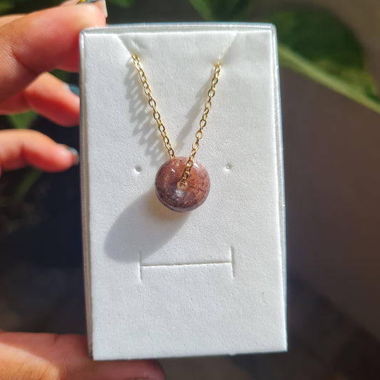 Tanzanian Sunstone Moonstone Donut Necklace