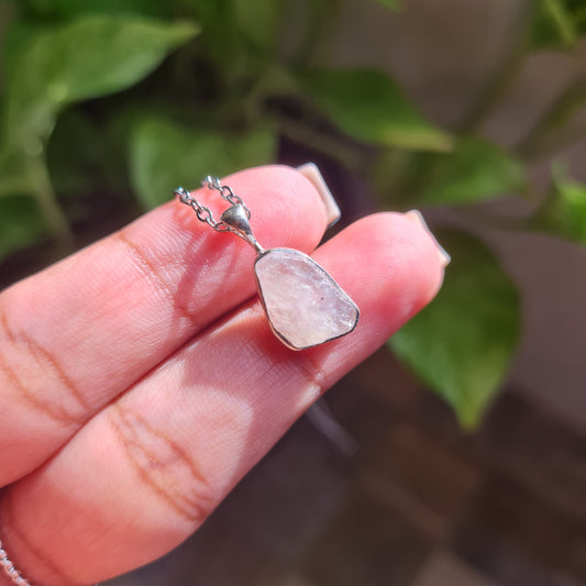 Raw Dainty Rainbow Moonstone Pendant