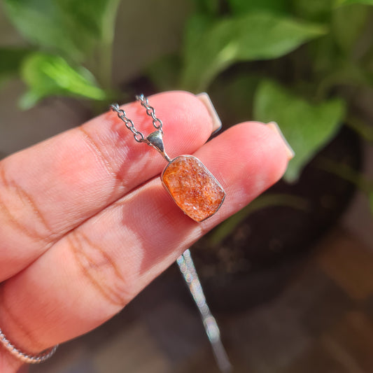 Raw Dainty Sunstone Pendant